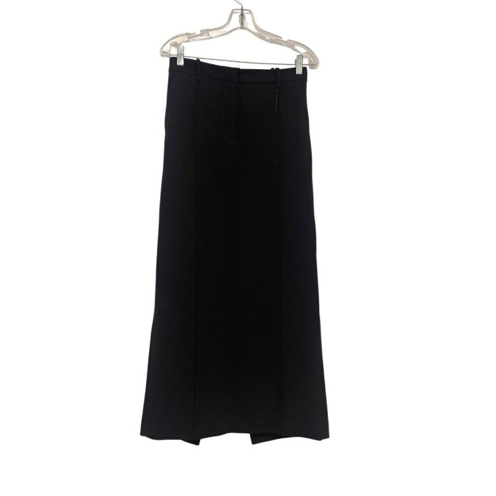 Zara Womens Pants Trousers XS Black Flat Front Wide Leg Stretchy Polyester NWOT